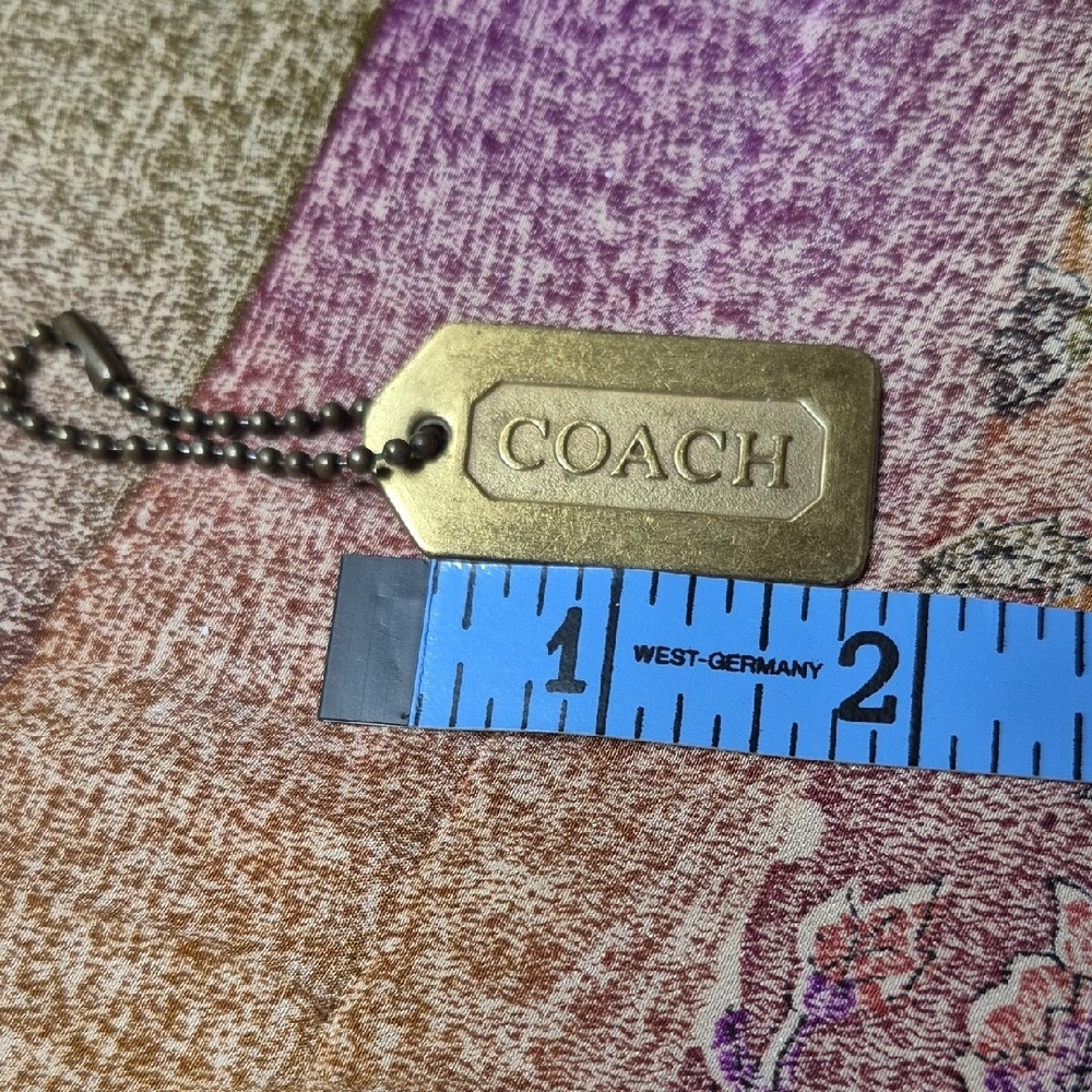 80s 90s Coach Brass-Tone Logo Bag Tag Pendant with Ball Chain - Picture 4 of 8